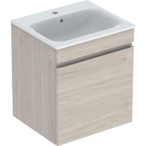 Geberit Renova Plan meuble lavabo 501914008 55x62,2x48cm, corps plaqué noyer clair, lavabo blanc / KeraTect