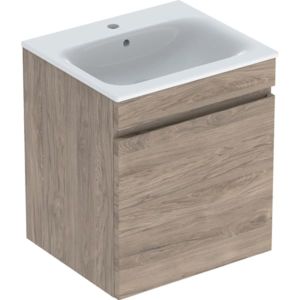 Geberit Renova Plan meuble lavabo 501914JR1 55x62,2x48cm, corps revêtu noyer, lavabo blanc