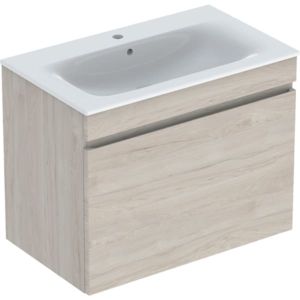 Geberit Renova Plan meuble lavabo 501916008 80x62,2x48cm, corps plaqué noyer clair, lavabo blanc / KeraTect