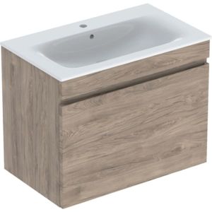 Geberit Renova Plan Möbel-Waschtisch-Set 501916JR1 80x62,2x48cm, Korpus nussbaum beschichtet, Waschtisch weiß