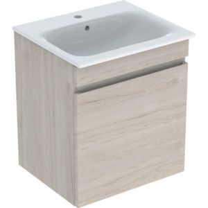 Geberit Renova Plan meuble lavabo 501915001 60x62,2x48cm, corps plaqué noyer clair, lavabo blanc