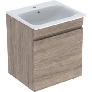 Geberit Renova Plan meuble lavabo 501915JR1 60x62,2x48cm, corps revêtu noyer, lavabo blanc