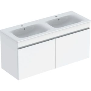 Geberit Renova Plan set de lavabo double 501918011 130x62,2x48cm, corps/face blanc brillant, lavabo blanc