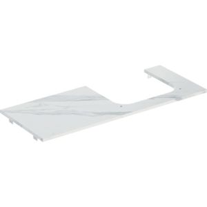 Geberit One plan de lavabo 505155001 120x2x47cm, découpe à droite, grès, aspect marbre blanc /mat