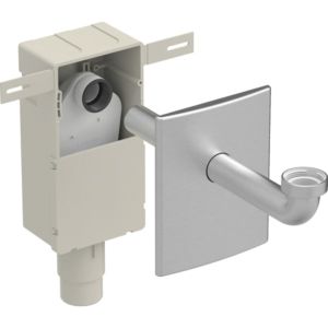Geberit piège à odeurs Geberit 151121001 d = 50 / 56mm, boîte d&#39;installation murale et ensemble préfabriqué, horizontal, Inox