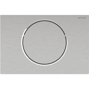 Commande WC Geberit Sigma10 115706SN6 ronde, pour commande à distance Bluetooth, revêtement brossé facile à nettoyer, fonctionne sur piles
