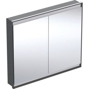 Geberit One armoire de toilette encastrée 505804007 105 x 90 x 15 cm, noir mat/aluminium peint par poudrage, avec ComfortLight, 2 portes
