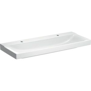 Geberit Xeno² lavabo 500550011 120x48cm, blanc , KeraTect, 2 trous de robinetterie