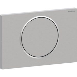 Geberit Betätigungsplatte Sigma 10 Round 115787SN5 Platte/Taste Edelstahl gebürstet, Ring poliert, für Spül-Stopp-Spülung, verschraubbar