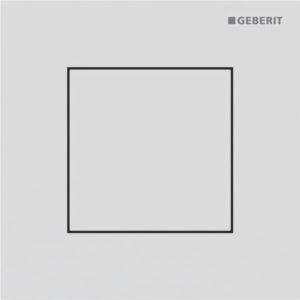 Plaque de déclenchement Geberit Type 40 246119JT1 pour commande de chasse d&#39;eau d&#39;urinoir, avec déclenchement pneumatique, carrée, blanc mat