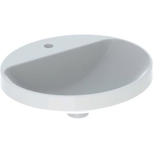 Geberit VariForm lavabo à encastrer 500715012 50x45cm, avec banc à trou pour robinetterie, sans trop-plein, ovale, blanc