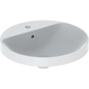 Geberit VariForm lavabo à encastrer 500705012 d= 48cm, avec trou pour robinetterie, trop-plein, rond, blanc