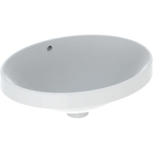 Geberit VariForm lavabo à encastrer 500709012 50x40cm, sans trou pour robinetterie, avec trop-plein, ovale, blanc
