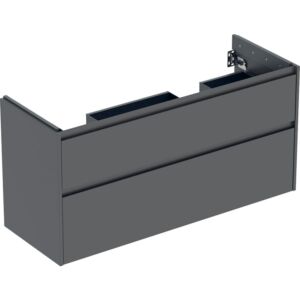 Geberit Renova Plan base cabinet 504033JK1 2 drawers, width 124.5cm, carcass/front lava / lacquered silk matt