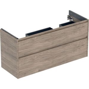 Geberit Renova Plan base cabinet 504033JR1, 2 drawers, width 124.5cm, carcass/front walnut/melamine wood structure