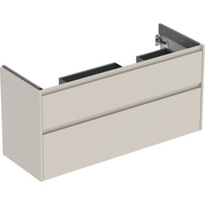 Geberit Renova Plan base cabinet 504033DB1, 2 drawers, width 124.5cm, carcass/front sand grey / lacquered silk matt