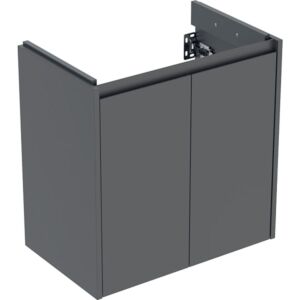 Meuble vasque Geberit Renova Compact 504085JK1 2 portes, largeur 59,7 cm, caisson/façade lave/laqué mat soie