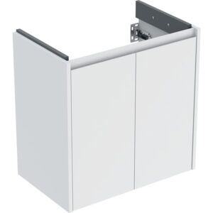 Meuble vasque Geberit Renova Compact 504085001, 2 portes, largeur 59,7 cm, caisson/façade blanc/finition laquée satinée