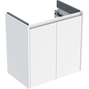 Meuble vasque Geberit Renova Compact 504085011, 2 portes, largeur 59,7 cm, caisson/façade blanc/finition laquée satinée