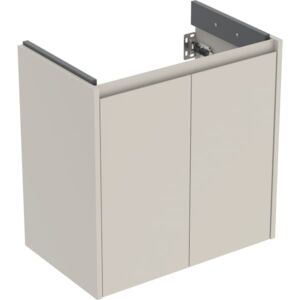 Meuble vasque Geberit Renova Compact 504085DB1 2 portes, largeur 59,7 cm, structure/façade gris sable / laqué mat soyeux