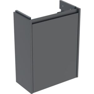 Meuble vasque Geberit Renova Compact 504082JK1 1 porte, structure/façade en lave/laqué mat soyeux, largeur 45,7 cm