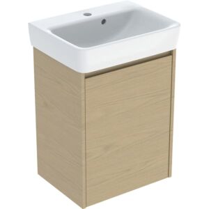 Geberit Renova Plan hand basin set 504035PS1, washbasin white, body/front natural oak / melamine wood structure, width 50 cm