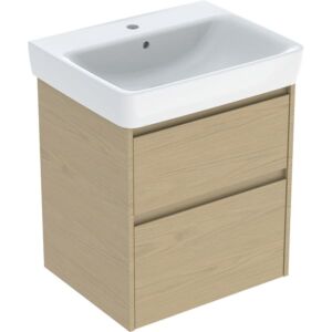 Geberit Renova Plan Waschtisch-Set 504036PS1 mit Unterschrank, Korpus/Front Eiche natur / Melamin Holzstruktur, Breite 60 cm