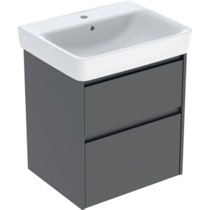 Geberit Renova Plan Waschtisch-Set 504036JK1 mit Unterschrank, Korpus/Front lava / lackiert seidenmatt, Breite 60 cm