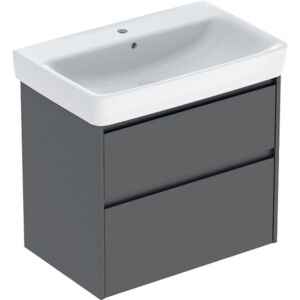 Geberit Renova Plan Waschtisch-Set 504037JK1 mit Unterschrank, Korpus/Front lava / lackiert seidenmatt, Breite 75 cm