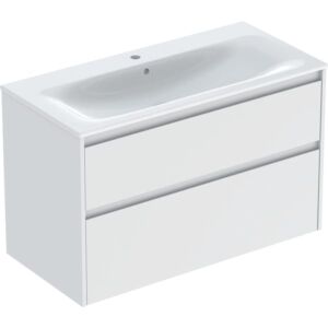 Geberit Renova Plan vanity unit 504041008, width 100cm, body/front white / lacquered satin finish, washbasin white / KeraTect