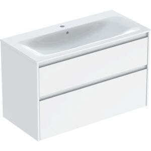 Geberit Renova Plan Möbel-Waschtisch-Set 504041018 Breite 100cm, Korpus/Front weiß / lackiert seidenglanz, Waschtisch weiß / KeraTect