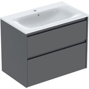 Geberit Renova Plan vanity unit 504040JK1, width 80cm, carcass/front lava/lacquered satin finish, washbasin white