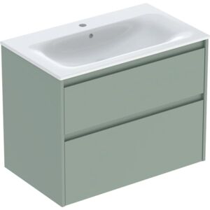 Geberit Renova Plan vanity unit 504040IK8, width 80cm, body/front sage green / lacquered satin finish, washbasin white / KeraTect