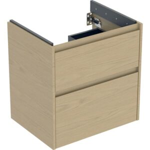 Meuble vasque Geberit Renova Plan 504027PS1 avec 2 tiroirs, structure en chêne naturel et façade en mélaminé, largeur 59,5 cm