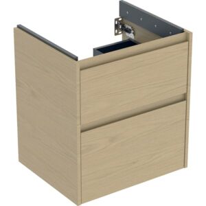 Meuble vasque Geberit Renova Plan 504026PS1 avec 2 tiroirs, structure en chêne naturel/bois mélaminé, largeur 54,6 cm