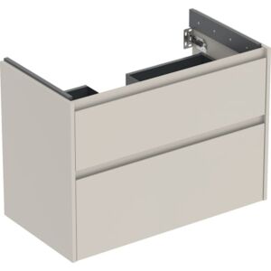 Meuble vasque Geberit Renova Plan 504031DB1 avec 2 tiroirs, structure/façade gris sable/laqué mat soyeux, largeur 84,6 cm