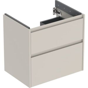 Meuble vasque Geberit Renova Plan 504028DB1, 2 tiroirs, structure/façade gris sable/laqué mat soyeux, largeur 64,4 cm
