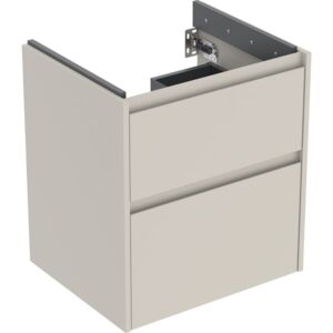 Meuble vasque Geberit Renova Plan 504026DB1, 2 tiroirs, structure/façade gris sable/laqué mat soyeux, largeur 54,6 cm