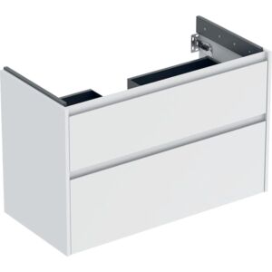 Meuble vasque Geberit Renova Plan 504032001, 2 tiroirs, structure/façade blanche/finition laquée satinée, largeur 94,8 cm