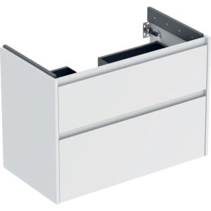 Meuble vasque Geberit Renova Plan 504031001, 2 tiroirs, structure/façade blanche/finition laquée satinée, largeur 84,6 cm