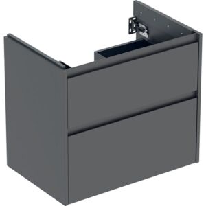 Meuble vasque Geberit Renova Plan 504029JK1, 2 tiroirs, structure/façade en lave/laqué mat soyeux, largeur 69,3 cm