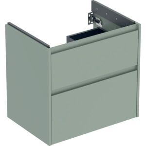 Meuble-lavabo Geberit Renova Plan 504028IK1, 2 tiroirs, structure/façade vert sauge, finition laquée satinée, largeur 64,4 cm