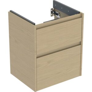 Geberit Renova Plan Waschtisch-Unterschrank 504025PS1 2 Schubladen, Korpus/Front Eiche natur / Melamin Holzstruktur, Breite 50,4 cm