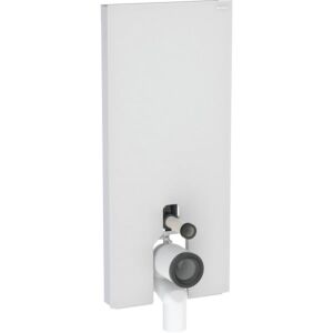 Geberit Monolith floor-standing toilet module 131033TD5, white front, brushed aluminum side panels, installation height 114cm