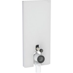 Module WC sur pied Geberit Monolith Plus 131233TD7, façade blanche, panneaux latéraux en aluminium brossé, hauteur d&#39;installation 114 cm