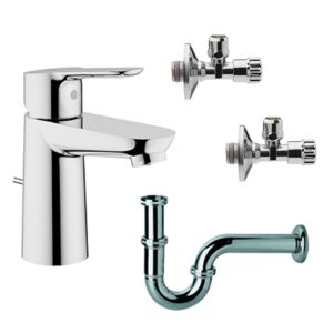 Grohe BauEdge Waschtischarmatur Set mit Geruchserschluss und Eckventilen