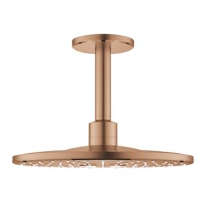 Grohe ensemble de douche de Rainshower Grohe 26477DL0 warm sunset brossé, avec sortie au plafond 142mm, 2 types d&#39;acier