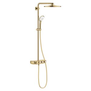 Grohe système de douche 26507GL0 cool sunrise, avec thermostat AP, bras de douche pivotant de 45 cm