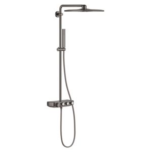 Grohe système de douche 26508A00 graphite dur, avec thermostat AP, bras de douche pivotant 45cm