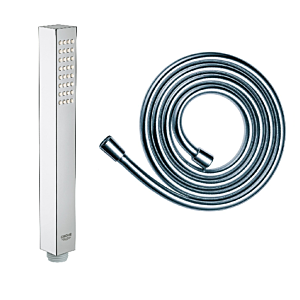 Grohe Euphoria Cube Stick Handbrause EcoJoy, wassersparend, mit Brauseschlauch, chrom, Set